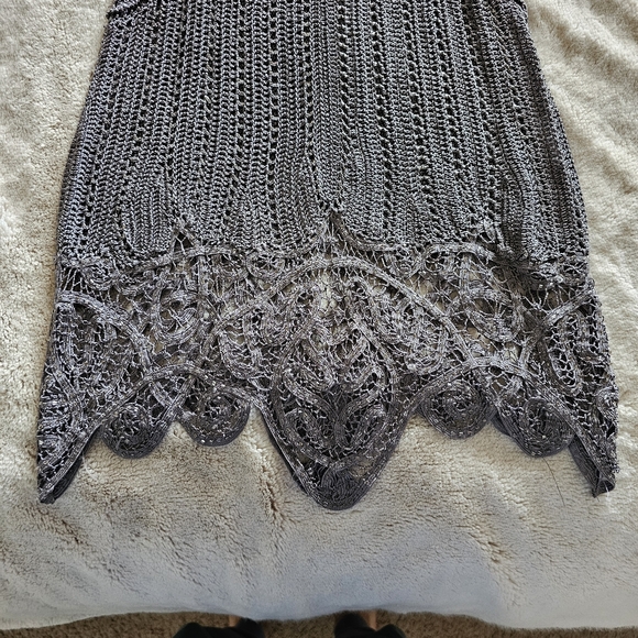 Karen Millen Grey Crochet Beaded Knit Cruise Party Bodycon Dress 1 - Picture 8 of 9